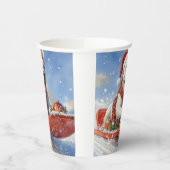 Bull Terrier Hond in Sledge Laat het Sneeuw Kerstm Papieren Bekers (Links)