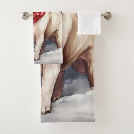 Bull Terrier Hond in Sneeuw Kerstmis Bad Handdoek (Insitu)