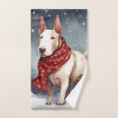 Bull Terrier Hond in Sneeuw Kerstmis Bad Handdoek (Handdoek)