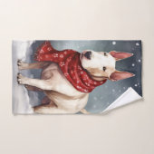 Bull Terrier Hond in Sneeuw Kerstmis Bad Handdoek (Handdoek)