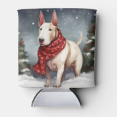 Bull Terrier Hond in Sneeuw Kerstmis Blikjeskoeler (Voorkant)