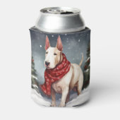 Bull Terrier Hond in Sneeuw Kerstmis Blikjeskoeler (Blikje Achterkant)