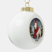 Bull Terrier Hond in Sneeuw Kerstmis Keramische Bal Ornament (Links)