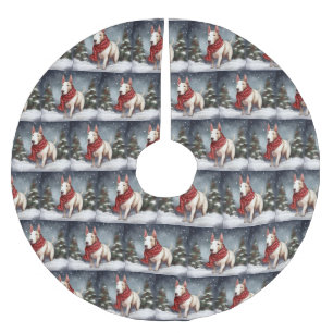 Bull Terrier Hond in Sneeuw Kerstmis Kerstboom Rok