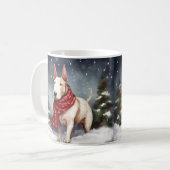 Bull Terrier Hond in Sneeuw Kerstmis Koffiemok (Voorkant links)