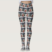 Bull Terrier Hond in Sneeuw Kerstmis Leggings (Voorkant)