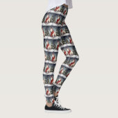 Bull Terrier Hond in Sneeuw Kerstmis Leggings (Rechts)