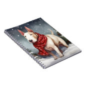 Bull Terrier Hond in Sneeuw Kerstmis Notitieboek (Rechterzijde)