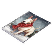 Bull Terrier Hond in Sneeuw Kerstmis Notitieboek (Linkerzijde)