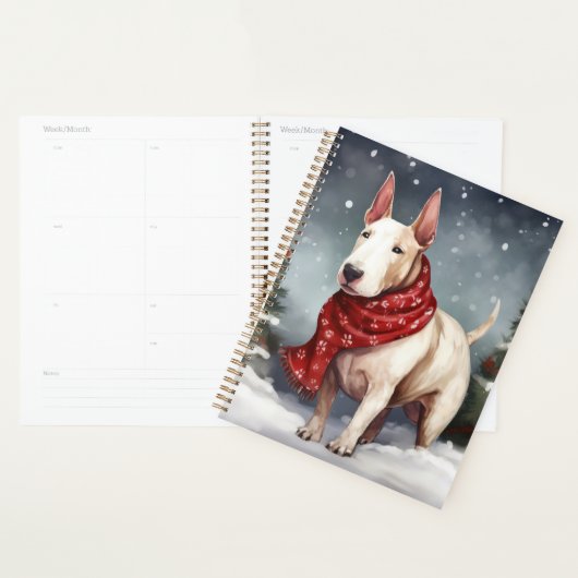 Bull Terrier Hond in Sneeuw Kerstmis Planner (Display)