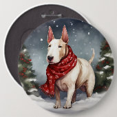 Bull Terrier Hond in Sneeuw Kerstmis Ronde Button 6,0 Cm (Voorkant /achterkant)