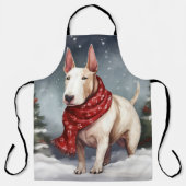 Bull Terrier hond in sneeuw Kerstmis Schort (Voorkant)