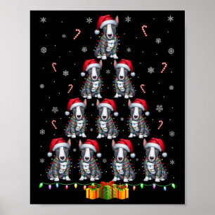 Bull Terrier Hond Kerstman Hat Kerstverlichting Ke Poster