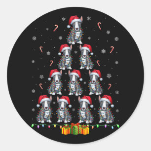 Bull Terrier Hond Kerstman Hat Kerstverlichting Ke Ronde Sticker
