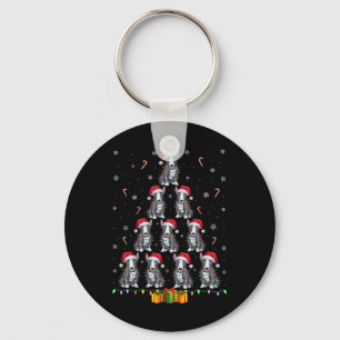 Bull Terrier Hond Kerstman Hat Kerstverlichting Ke Sleutelhanger