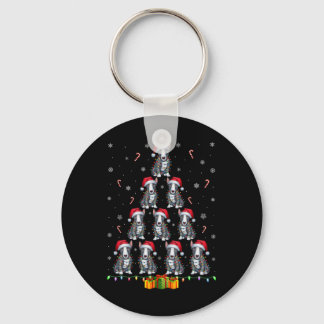 Bull Terrier Hond Kerstman Hat Kerstverlichting Ke Sleutelhanger
