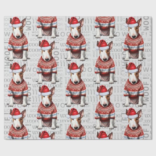 Bull Terrier hond Kerstman voor Hondenliefhebbers Cadeaupapier (Vlak)