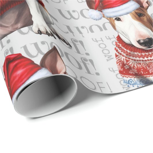 Bull Terrier hond Kerstman voor Hondenliefhebbers Cadeaupapier (Rol Hoek)