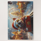 Bull Terrier Hond Kerstmis Legpuzzel (Verticaal)