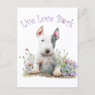 Bull Terrier Hond Mam Bloemen Briefkaart