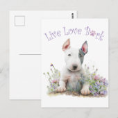 Bull Terrier Hond Mam Bloemen Briefkaart (Voorkant / Achterkant)