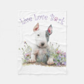 Bull Terrier Hond Mam Bloemen Fleece Deken (Voorkant)