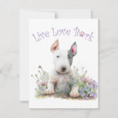 Bull Terrier Hond Mam Bloemen Notitiekaartje (Voorkant)