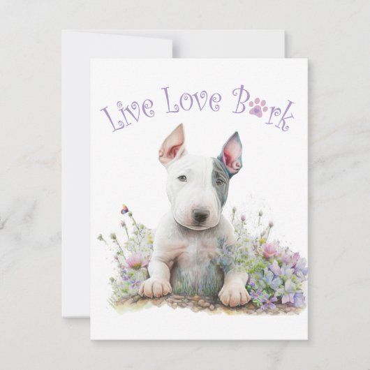 Bull Terrier Hond Mam Bloemen Notitiekaartje (Voorkant)