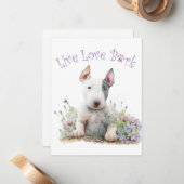 Bull Terrier Hond Mam Bloemen Notitiekaartje (Voorkant / Achterkant in situ)