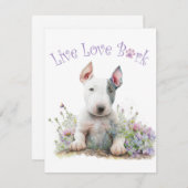 Bull Terrier Hond Mam Bloemen Notitiekaartje (Voorkant / Achterkant)