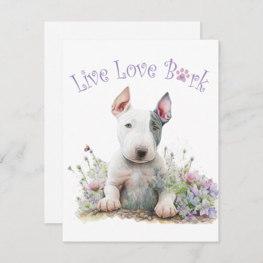 Bull Terrier Hond Mam Bloemen Notitiekaartje (Voorkant / Achterkant)