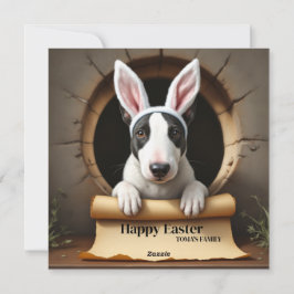 Bull Terrier hond - met familienaam Feestdagenkaart