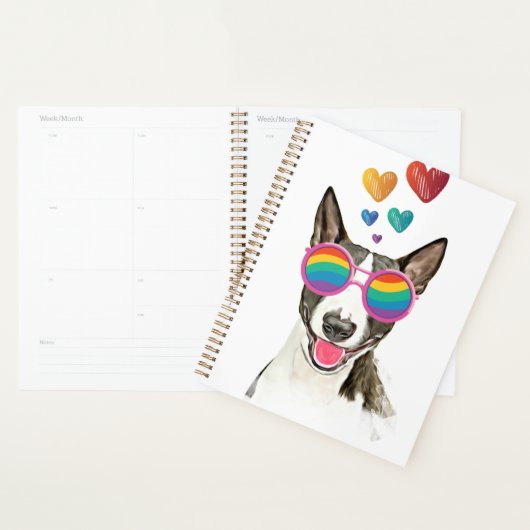 Bull Terrier hond met harten Valentijnsdag Planner (Display)