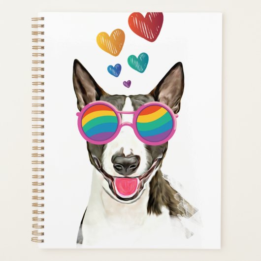 Bull Terrier hond met harten Valentijnsdag Planner (Voorkant)