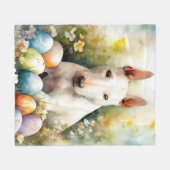 Bull Terrier Hond met Paaseieren Vakantie Fleece Deken (Voorkant (Horizontaal))