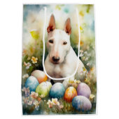 Bull Terrier Hond met Paaseieren Vakantie Medium Cadeauzakje (Achterkant)