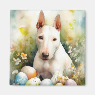 Bull Terrier hond met Pasen Eieren Vakantie Magneet