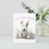 Bull Terrier Hond Moeder Bloem Briefkaart (Staand voorkant)