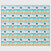 Bull Terrier-hond op het strand Cadeaupapier (Vlak)