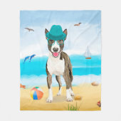 Bull Terrier-hond op het strand Fleece Deken (Voorkant)