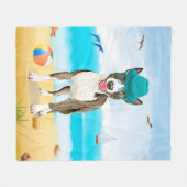Bull Terrier-hond op het strand Fleece Deken (Voorkant (Horizontaal))