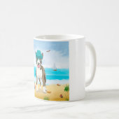 Bull Terrier-hond op het strand Koffiemok (Voorkant rechts)