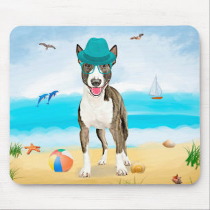 Bull Terrier-hond op het strand Muismat
