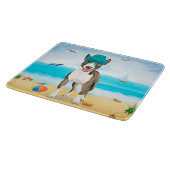 Bull Terrier-hond op het strand Snijplank (Hoek)