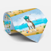 Bull Terrier-hond op het strand Stropdas (Opgerold)