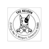 Bull Terrier Hond Retouradres Familie Rubberstempel (Afrduk)