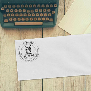Bull Terrier Hond Retouradres Familie Rubberstempel