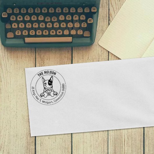 Bull Terrier Hond Retouradres Familie Rubberstempel