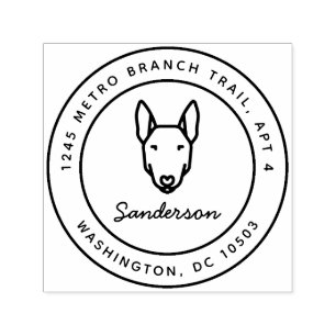 Bull Terrier Hond Retouradres Stempel Zelfinkt