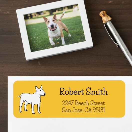 Bull Terrier-hond retouradreslabels Etiket